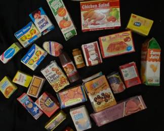 vintage miniature play food set from brands like Tyco Kitchen Littles or similar 1970s/80s Companies