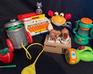 Misc. vintage toys including Fisher-Price Oscar the Grouch pop-up toy