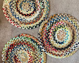 traditional hand-braided rag rugs chair pads
