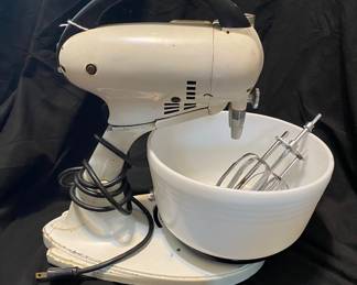 a classic vintage Hamilton Beach Model G stand mixer, originally produced from the late 1940s through the 1950s. It is highly regarded by collectors for its heavy-duty construction and quintessential mid-century aesthetic