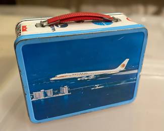 vintage 1968 metal lunchbox manufactured by Ohio Art featuring National Airlines and other carriers