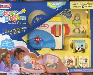 Little Tikes Story Dream Machine, an interactive children's projector and audio story player designed to bring classic children's books to life on the wall or ceiling