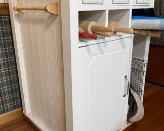 vintage wood kitchen island cart, likely manufactured in the 1980s/1990s