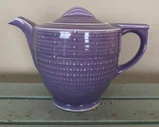 Fiesta Lilac Large Covered Teapot with a distinctive embossed basketweave pattern
