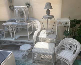 Large white wicker collection