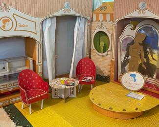 vintage #0817 Barbie Fashion Shop, an iconic fold-out cardboard boutique playset released by Mattel in 1962