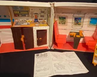 vintage 1970s Mattel Barbie's Friend Ship airplane playset, often featuring United Airlines branding