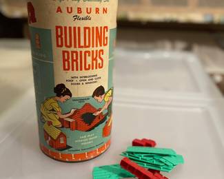 vintage Auburn Flexible Building Bricks safe play set from the 1950s
