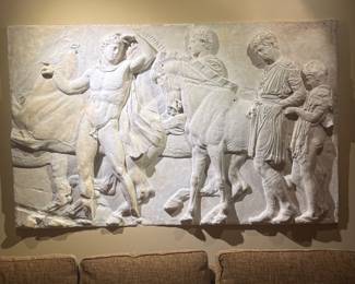 Plaster Relief of Classical Figures from the Original in the Louvre marked Musee Du Louvre - Reproduction Interoitateliers De Moulage cir 1890
