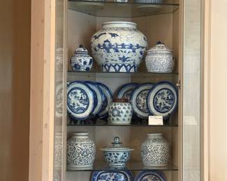 Collection Blue and White Porcelain including Jars, Pots, Vases,