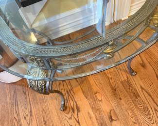 Glass and metal end table
