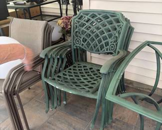 Set of chair with table glsss is missing cast aluminum