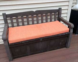 Outdoor bench with storage.