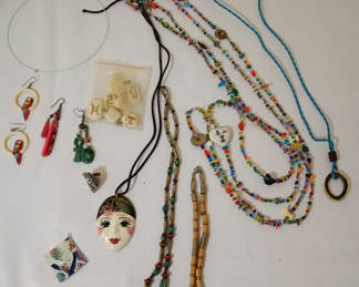 Lot 41: Assorted Jewelry Collection: Beaded Necklaces, Pendants and Earrings