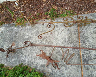 Lot 3: Iron Shepherd's hooks and garden decor