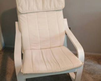 Lot 11: White upholstered lounge chair with cushions, IKEA