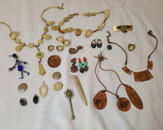 Lot 35: Jewelry, bone, copper, Southwest