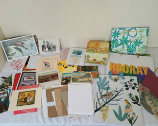 Lot 64: Assorted greeting cards and art prints