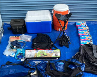Lot 27: Camping Gear Bundle with Tent, Coolers, and Outdoor Bags