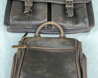 Lot 89: Leather Laptop Bag And Toiletry Bag