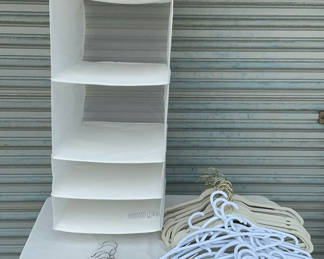 Lot 92: IKEA Closet Storage And Over 50 Hangers