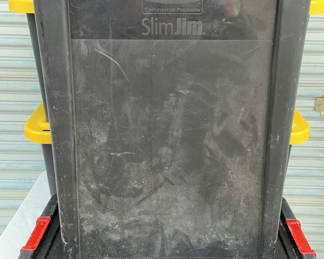Lot 124: Stacked Rubbermaid SlimJim and Sterilite storage bins