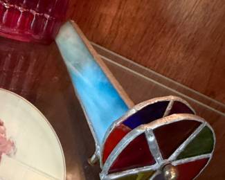 Vintage Stained Leaded Glass Kaleidoscope