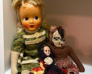 Antique 1950s celluloid face, Dutch baby girl, doll, Madame Alexander and vintage Americana