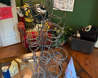 Ornate iron wine sculpture