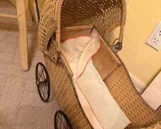 Antique victorian, wicker baby dolls stroller