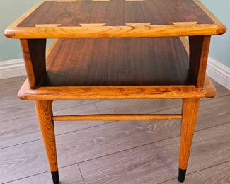 MCM Lane Acclaim Step Two-Tier End Table by Andre Bus, Distinctive Walnut & Ash Woods.