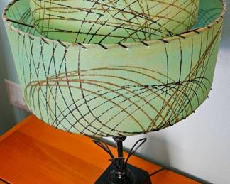 MCM Atomic Table Lamp with Two-Tiered Fiberglass Shade.