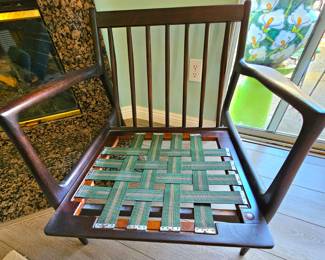 Mid-Century Danish Modern Lounge Chair & Ottoman in Beech & Boucle' by lb Kofod Larsen for Selig.