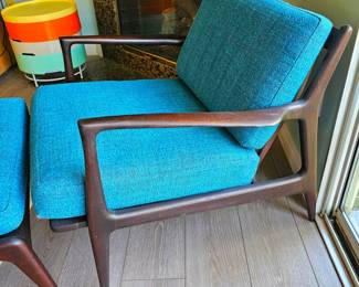 Mid-Century Danish Modern Lounge Chair & Ottoman in Beech & Boucle' by lb Kofod Larsen for Selig.