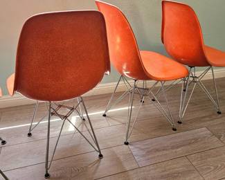 Eames for Herman Miller set of 4 molded fiberglass & chrome chairs, fantastic, authentic condition.