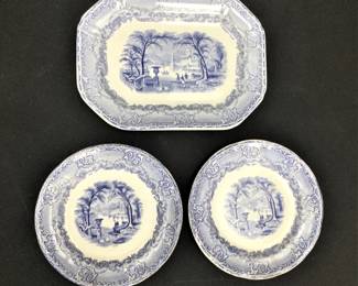 Early 1800s English Mayer BlueEdwards Waverly Transferware