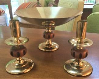 MCM Brass&Wood Serving Set