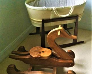 Serena&Lily Bassinet W Vintage Swan Rocking Rocker