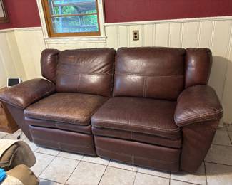 Leather reclining sofa