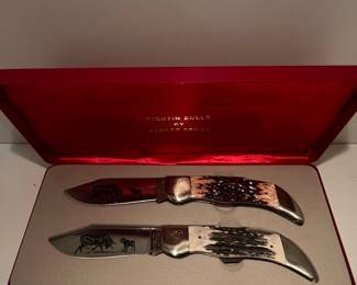 Parker Frost "Fightin Bulls" Engraved Folding Knives Set