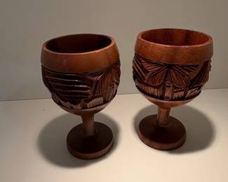 Monkey Pod Wood Tiki Goblets