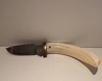 Handmade Damascus Steel Folding Knife with Stag Handle