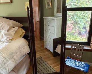 Antique Mahogany Cheval Mirror with Jewelry Storage