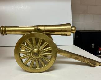 Vintage Decorative Brass Field Cannon Model