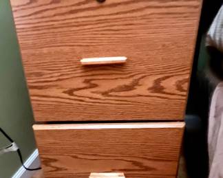 Vintage Oak Two-Drawer Filing Cabinet