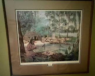 Hislopaw Native American Swamp Scene Print