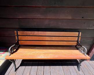 Vintage Cast Iron and Wood Garden Bench