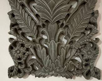 Ornate Hand-Carved Wood Wall Panel with Floral and Foliate Motifs