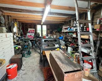 Outer Building: Vintage power tools, yard tools, etc…