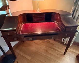 Carlton House Desk with Red Leather Inlay